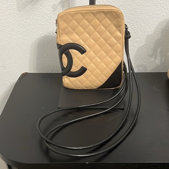 Chanel Cambon Line Pochette Bag Beige Black w/ authentication card - Picture 6 of 14